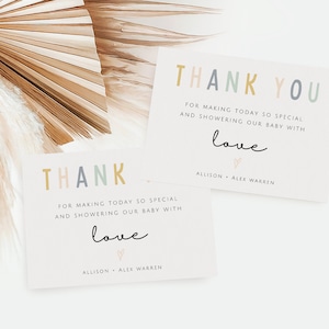 Neutral Baby Shower Thank You Cards, Grander Neutral Baby Shower Tag, Minimalist Baby Shower Theme, Instant Download
