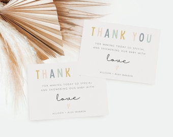 Neutral Baby Shower Thank You Cards, Grander Neutral Baby Shower Tag, Minimalist Baby Shower Theme, Instant Download