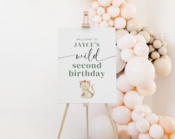 Two Wild Welcome Sign, Second Birthday Safari Animals, Two Wild Birthday, Two Wild Birthday, Editable Digital Template, Instant Download