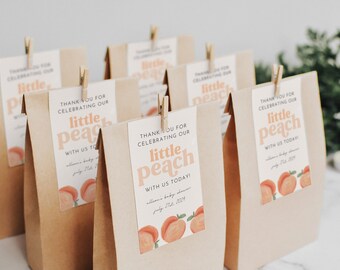 A Sweet Little Peach Baby Shower Thank You Tag, Peach Baby Shower Tag, Peach Baby Sprinkle Card, Summer Baby Shower, Neutral Baby Shower