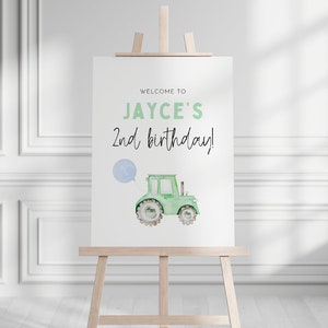Tractor Birthday Welcome Sign, Editable Green Tractor Welcome Sign Template, Tractor Welcome Poster, Green Tractor Farm Welcome Sign