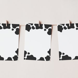 CUSTOM 5x7 Cow Print Border Cards, Blank Cow Print Cards, Instant Download Editable Template
