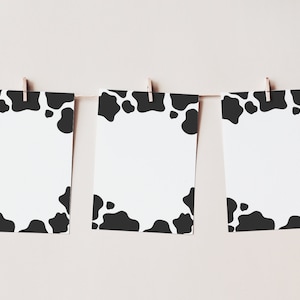 Cartões de borda com impressão de vaca 5x7 PERSONALIZADOS, cartões com impressão de vaca em branco, modelo editável de download instantâneo