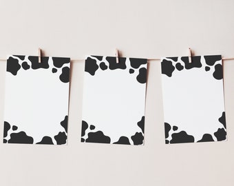 CUSTOM 5x7 Cow Print Border Cards, Blank Cow Print Cards, Instant Download Editable Template