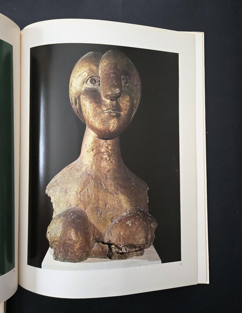 May include: A bronze-toned bust sculpture featuring a stylized human head with a prominent, elongated nose, large almond-shaped eyes, and a textured, weathered surface finish. The figure is depicted from the chest up, resting on a white base.