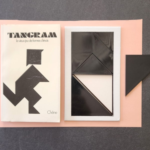 Livre jeu TANGRAM noir vintage - Le vieux jeu de formes chinois. Eiffers Joost. Chêne 1977