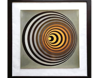 Victor Vasarely OERVEGN II 1968 Vintage Print Griffon Edition Op Art Geometric Optical Wall Art