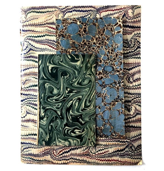 Papier marbré ancien pour junk journal collage – lot de feuilles vintage mixed sizes – marbled paper ephemera craft supply