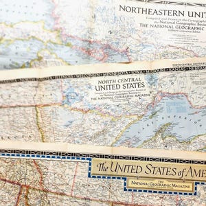 Vintage National Geographic Map 1940s-50s – USA – Original English Edition – Antique Cartography & Geography