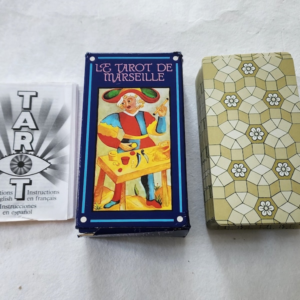 1992 LE TAROT de MARSEILLE Fournier. Vintage Tarot Deck published in Spain. Divination. Gift