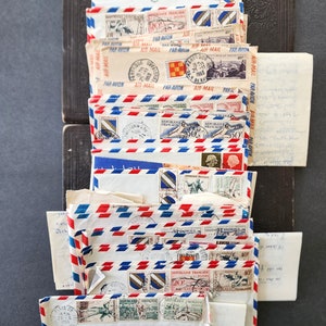 Vintage Airmail Stamped Envelopes. Accompanied by Manuscript Letters c1950s