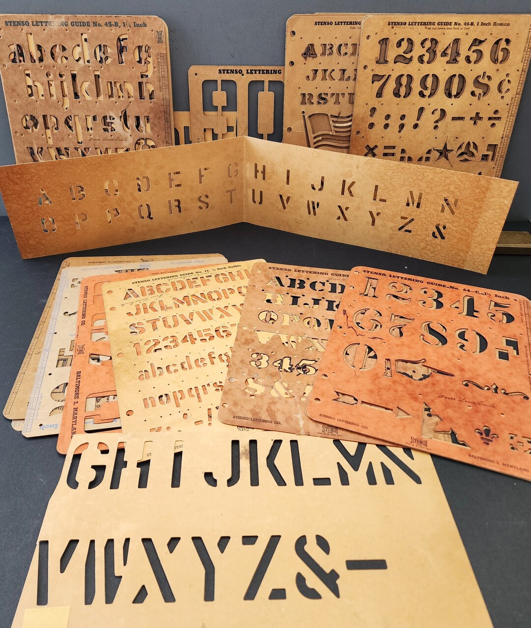 Stenzo Cardboard Stencil Assortment. Vintage Lettering Guides Etsy