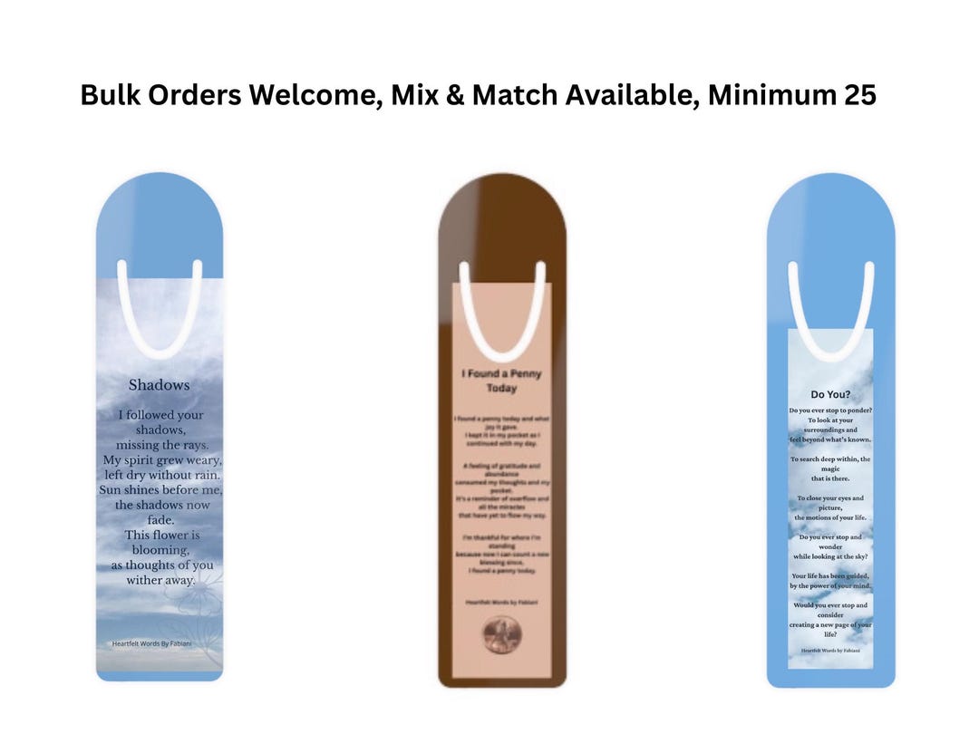 Inspirational Poetry, Mini Metal Bookmark Clips | Bulk Event Favors ...