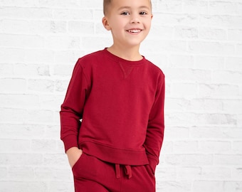 red Bamboo kids jogger set, kids daywear, valentine kids clothing ,long sleeve sets,