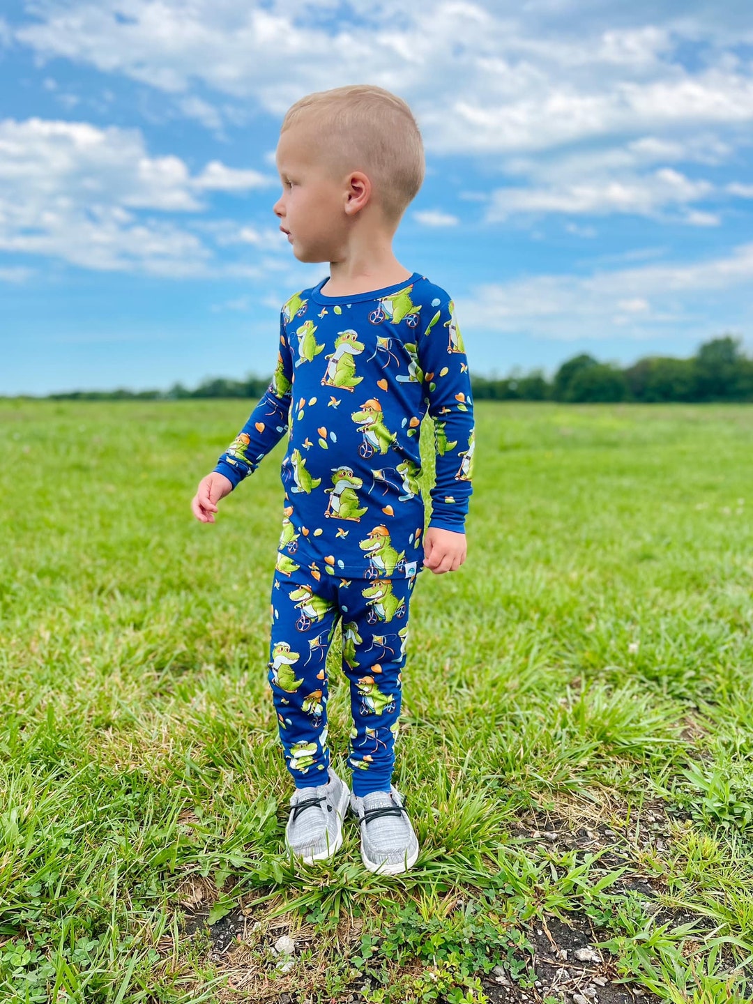 Alligator Bamboo Baby Pajamas, Bamboo Zippered Sleeper, Alligator