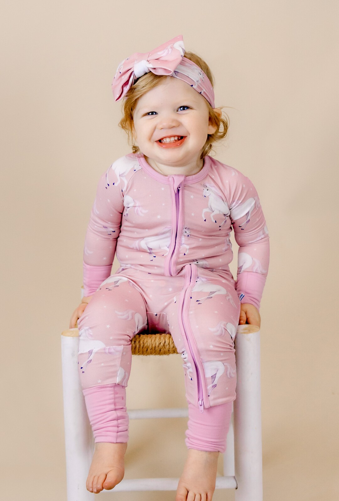 Unicorn Bamboo Baby Pajamas Bamboo Zippered Sleeperunicorn Etsy