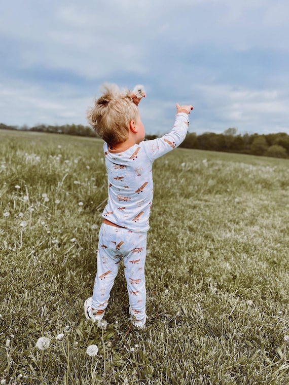 Airplane Bamboo Baby Pajamas Bamboo Zippered Sleeper Airplane
