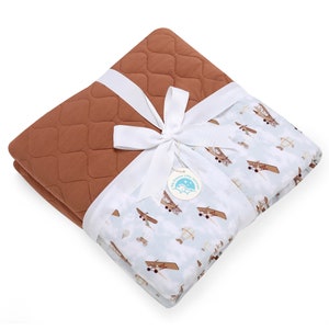 Airplane Bamboo Quilted Blanket, airplane nursery