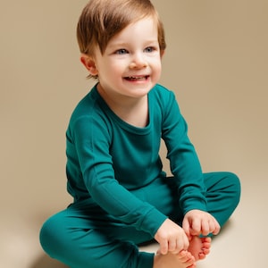 The Real Teal Ribbed Bamboo Two Piece PJs
