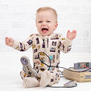 90’s Bamboo Baby Pajamas, Bamboo Zippered Sleeper, 90’s Nursery, 90’s Zippy, Bamboo Baby Rompers