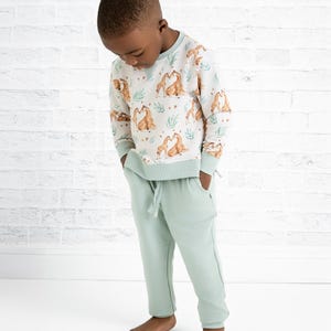 Giraffe  Bamboo kids jogger set, kids daywear, green kids clothing ,long sleeve sets,
