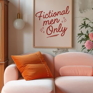 Fictieve retroprint alleen voor mannen, rozerood boekenplankdecor (A5, A4, A3)