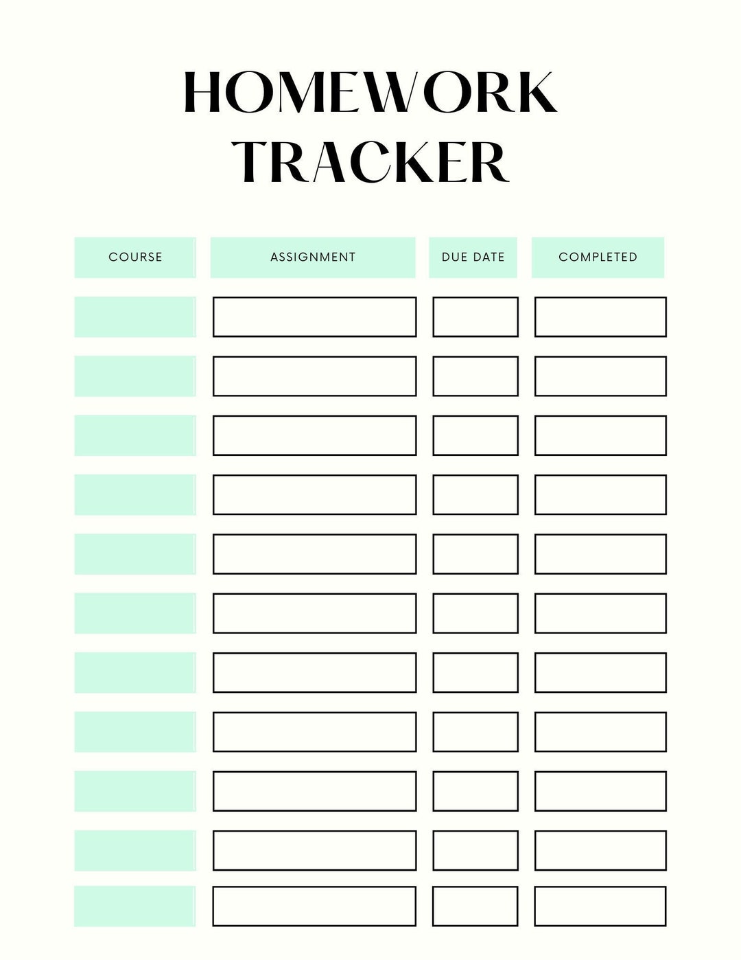 College and School Homework Tracker - Etsy