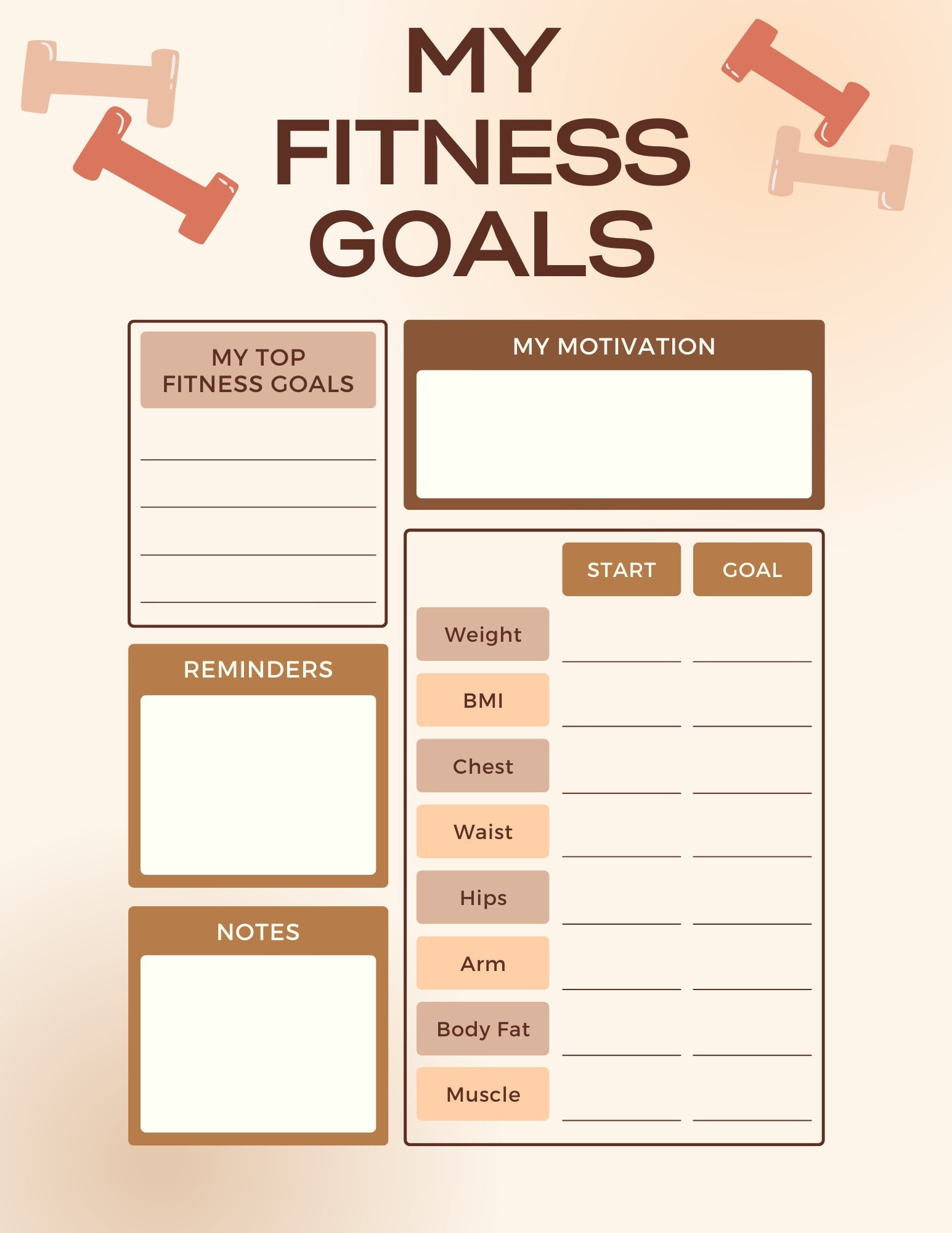 Printable Fitness Tracker - Etsy