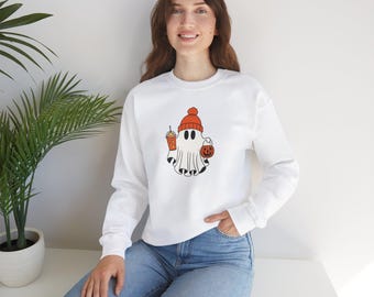 Cute Ghost Crewneck Sweatshirt | Halloween Pullover, Unisex Sweater, Fall Fashion, Cozy Wear, Spooky Season