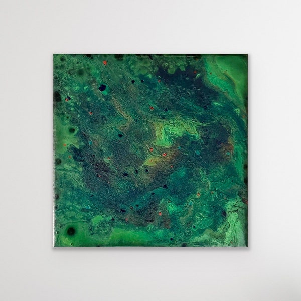 Unique Fluid Art with Texture, Fluid Painting on Canvas Original Abstract , Acrylic Square Abstract Flow, Small Artwork