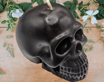 Hand Poured Gothic Skull Candle, Macabre Wax Decor