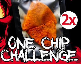 2X ÉÉN CHIP CHALLENGE - 's Werelds heetste tortilla chili-chip carolina reaper extreem hete chip