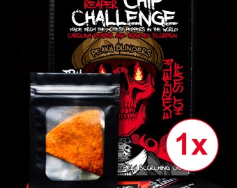 1X CHIP CHALLENGE - Peaky Blinders - world's hottest tortilla chilli chip carolina reaper extremely hot one chip