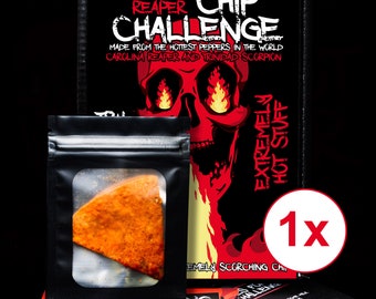 1X CHIP CHALLENGE - world's hottest tortilla chilli chip carolina reaper extremely hot one chip