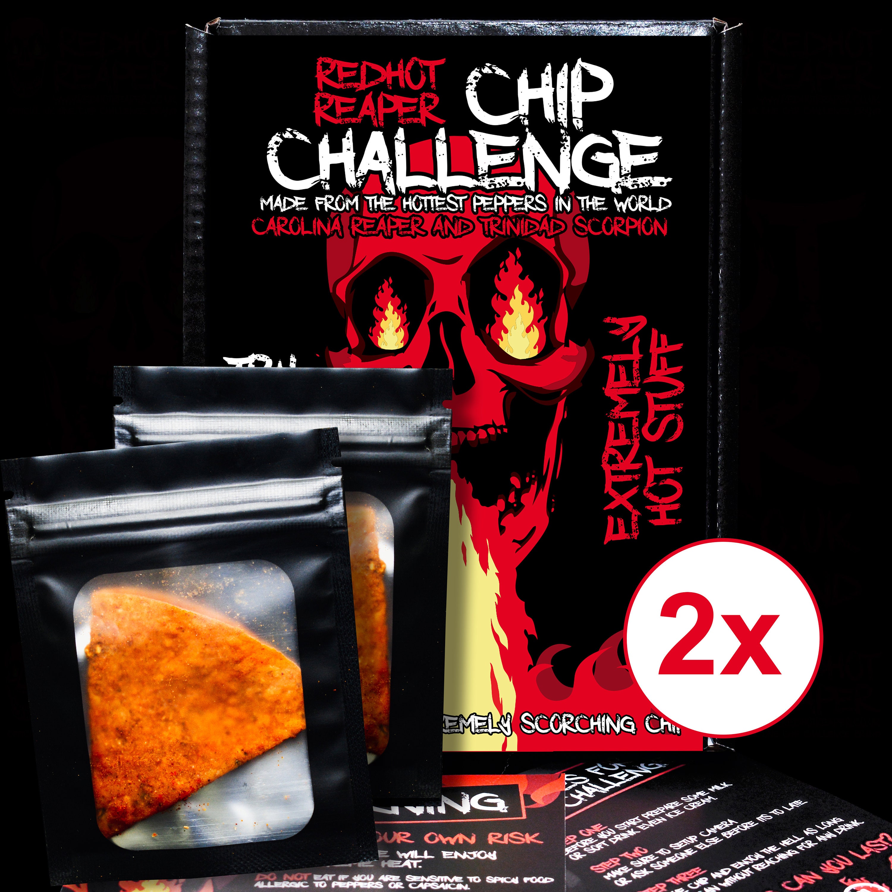 2X CHIP CHALLENGE World s Hottest Tortilla Chilli Chip Carolina