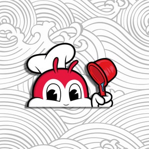 Red Bee Tabo Peeker Sticker
