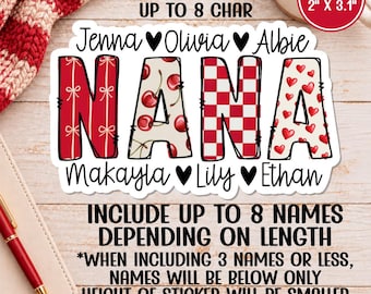 Mama Mommy Mom Grandma Grammy Cherry Bow Red | Water Proof Vinyl Sticker | Water Bottle Sticker | Mothers Day | Personalized with kids names