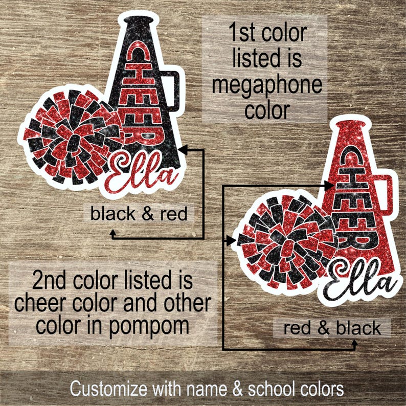 Water Resistant Vinyl Custom Cheer Name Sticker | Cheerleader | School ...