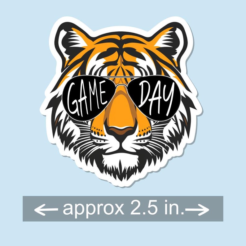 Water Resistant Mascot Game Day Sticker | Panthers | Tigers | Bulldogs | Lions | Eagles | Bears | Water Bottle | Laptop | Notebook Sticker Tiger