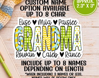 Mama Mommy Mom Grandma Grammy Lemon Theme | Water Proof Vinyl Sticker | Water Bottle Sticker | Mothers Day | Personalized with kids names