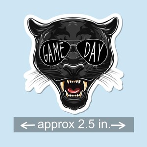Water Resistant Mascot Game Day Sticker | Panthers | Tigers | Bulldogs | Lions | Eagles | Bears | Water Bottle | Laptop | Notebook Sticker Panther - black