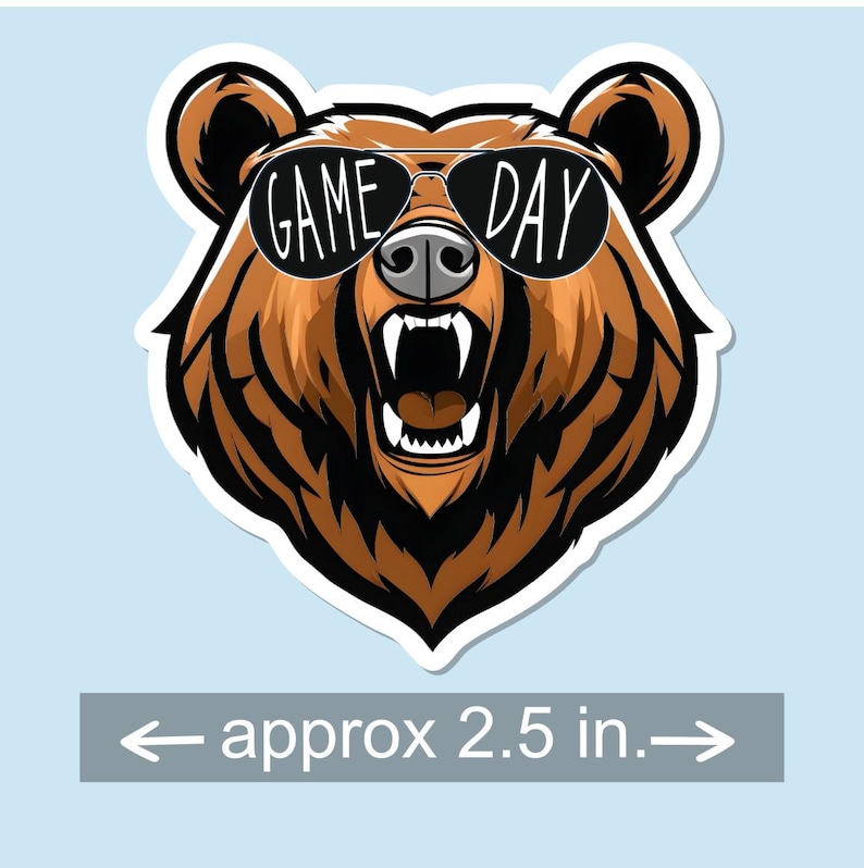 Water Resistant Mascot Game Day Sticker | Panthers | Tigers | Bulldogs | Lions | Eagles | Bears | Water Bottle | Laptop | Notebook Sticker Bear
