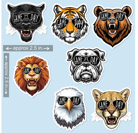 Water Resistant Mascot Game Day Sticker | Panthers | Tigers | Bulldogs | Lions | Eagles | Bears | Water Bottle | Laptop | Notebook Sticker