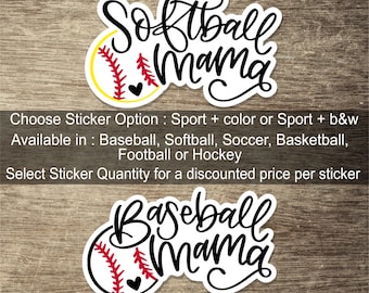 Water Resistant Vinyl Sports Mama Sticker  | Baseball | Softball | Basketball | Football | Sticker for Water Bottle | Laptop | Notebook