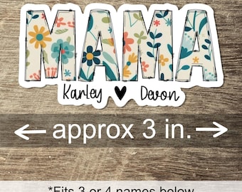 Mama Mommy Mom Grandma Grammy Granny | Water Resistant Vinyl Sticker | Water Bottle Sticker | Mothers Day | Personalized with kids names