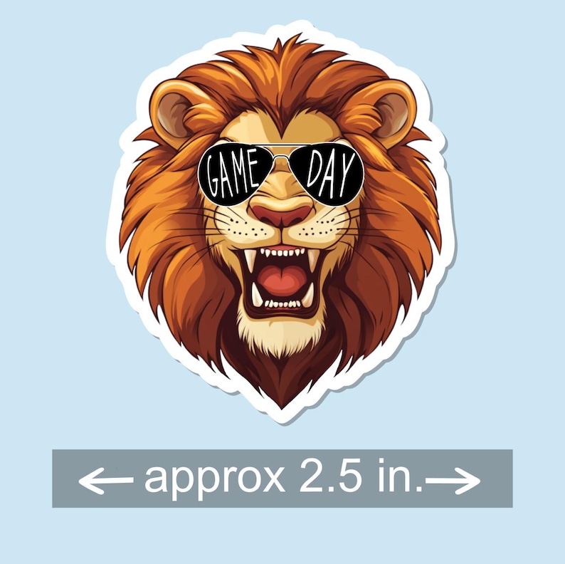 Water Resistant Mascot Game Day Sticker | Panthers | Tigers | Bulldogs | Lions | Eagles | Bears | Water Bottle | Laptop | Notebook Sticker Lion