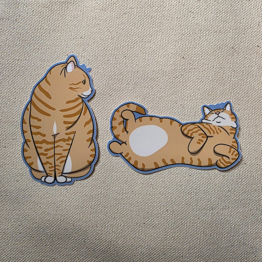 Orange Tabby Cat Vinyl Waterproof Stickers for Water Bottle or Car - Etsy