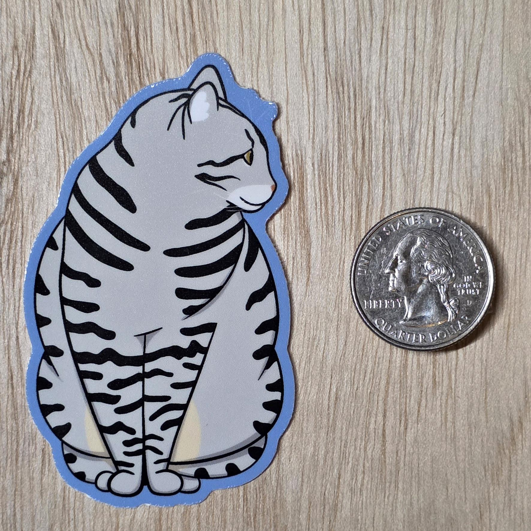 Gray Tabby Cat Vinyl Waterproof Stickers for Water Bottle, Car, Journal ...