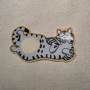 Gray Tabby Cat Vinyl waterproof stickers for water bottle, car, journal, etc