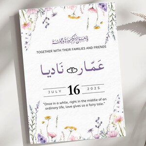 Convite de casamento com flores silvestres, dois modelos, frente e verso, floral, convites de casamento editáveis com flores boho, convite de casamento para impressão